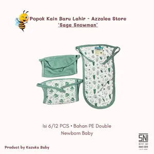 6 Pcs & 12 Pcs Popok Kain Bayi Baru Lahir SNI Series SAGE SNOWMAN / Newborn Laki-Laki Perempuan Unisex Bahan Lembut 0-3 Bulan Product by Kazuka Baby - Azzalea Store Katun Bunda