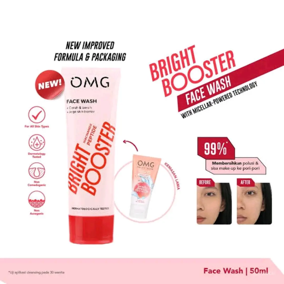 Facial wash || Face facial OMG Bright Booster bpom 100% Sabun wajah whitening