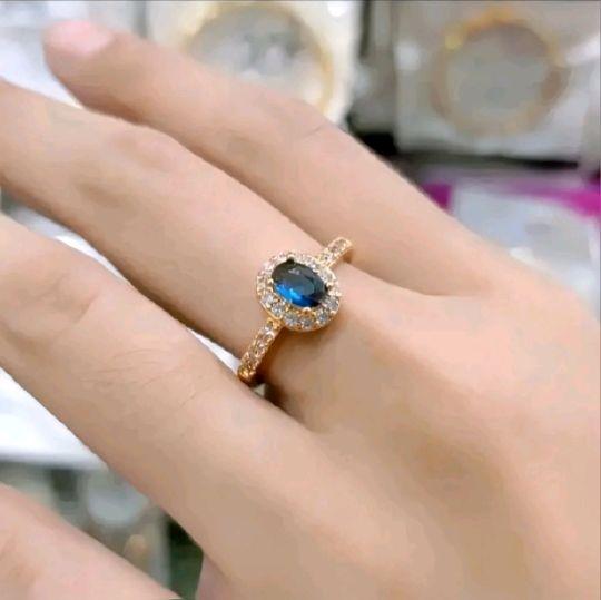 Cicni Wanita Titanium Anti Karat Permata Tanam Oval Cantik Elegan Rings