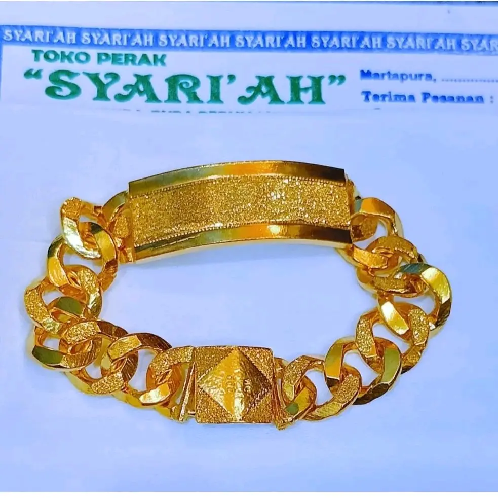 gelang plat pasir emas lapis 999