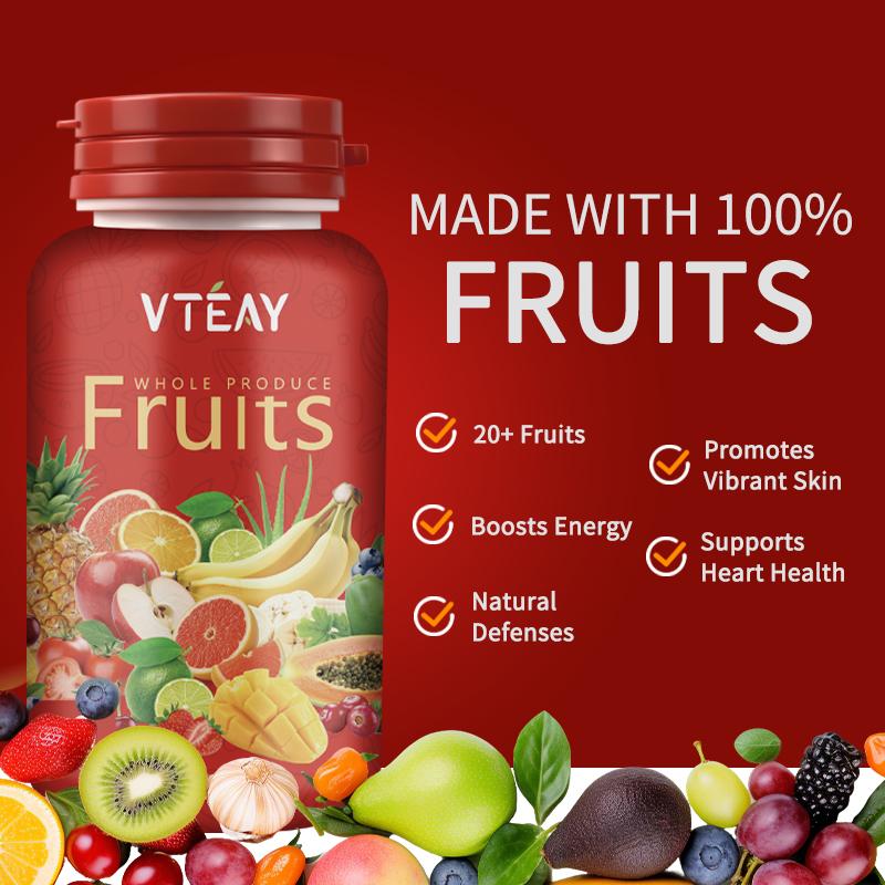 VTEAY Fruits Capsule 1 Kapsul Mengandung Lebih dari 20 Jenis Komponen Buah Formula Vegan Cocok untuk Semua Usia Nutrisi Inti dan Manfaat Kesehatan 90 Capsule