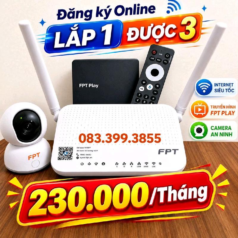 Phí Lắp Đặt Combo 230.000/Tháng WIFI+Truyền hình Ngoại Hạng Anh+Camera (Trong Nhà/Ngoài Trời)