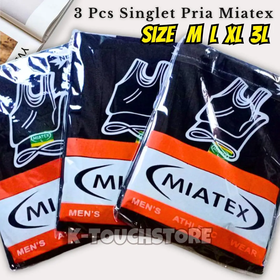 Paket 3 pcs singlet pria miatex / kaos dalam pria miatex hitam putih katun polos