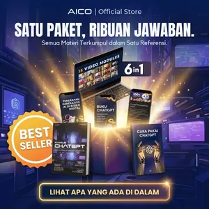 AICO - Paket 6 in 1 Lengkap Buku Belajar AI Kamus Chat GPT Learning Pass AI004CO