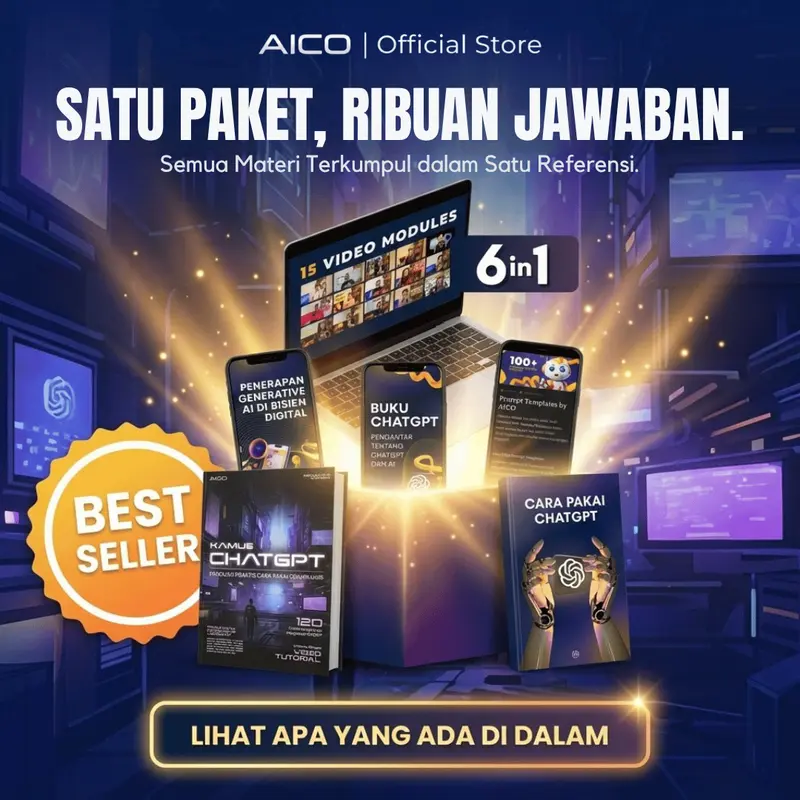 AICO - Paket 6 in 1 Lengkap Buku Belajar AI Kamus Chat GPT Learning Pass AI004CO