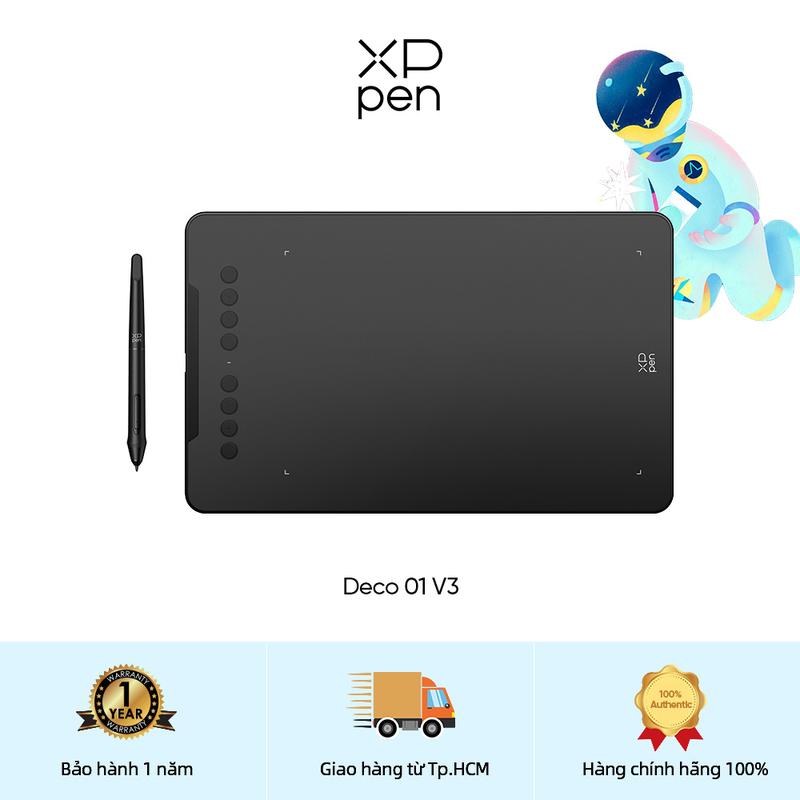 XPPen DECO01V3 Máy tính bảng đồ họa kỹ thuật số hỗ trợ điện thoại Android Máy tính bảng vẽ (10 x 6,25 inch Khu vực làm việc lớn), với 16384 mức độ áp lực Bút stylus, hỗ trợ nghiêng 60°