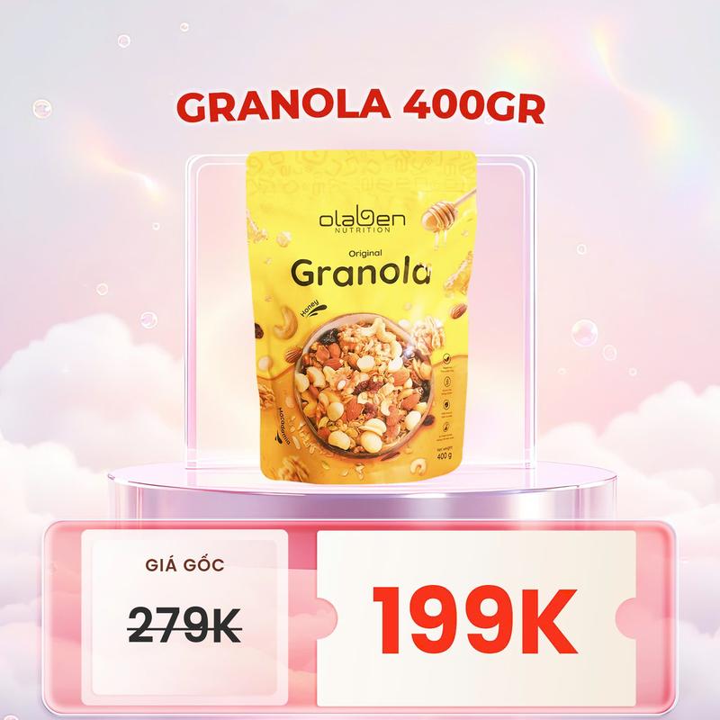  1 Túi Granola 400gram Siêu Hạt Dinh Dưỡng Vị Truyền Thống - Ngũ Cốc Dinh Dưỡng OLABEN NUTRITION 