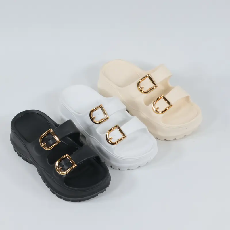 Sandal Strip Wedges Wanita 720m Bahan Karet EVA Anti Slip Anti Licin Kekinian Trend 2