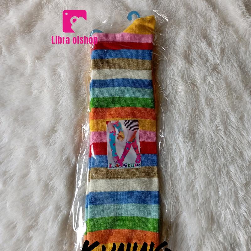 Kaos Kaki Belang Selutut/Kaos Kaki Belang Warna Wanita Dewasa Panjang Garis 7
