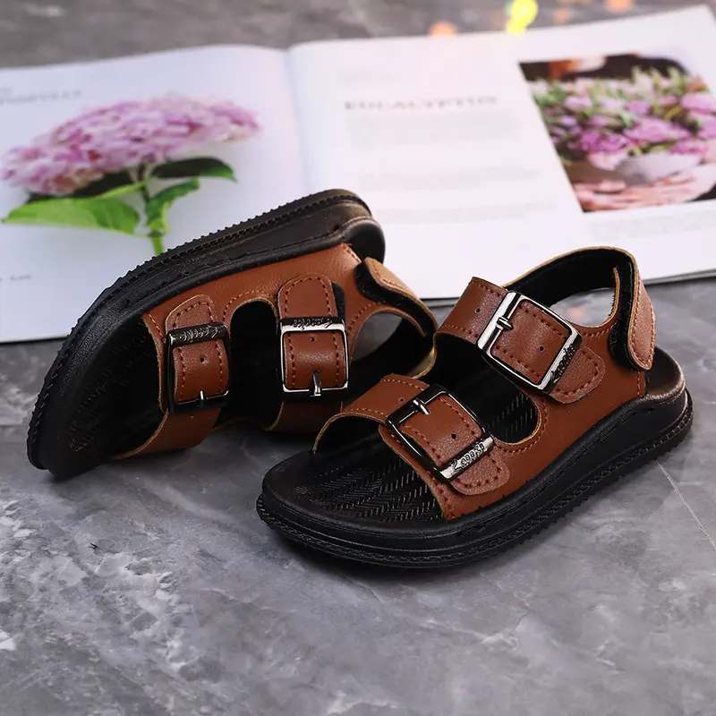 [FORM nhỏ] Sandal Quai Hậu  Trắng - Đen  Bé Trai Size21-30 Dép Sandal Dép Sandal Cho Bé BM17 da mềm, thời trang, hottrend mẫu mới HQBE 4