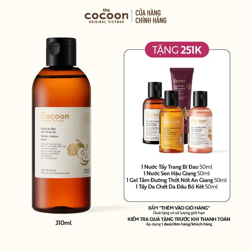 Bigsize - Nước bí đao cân bằng da (toner / nước cân bằng) Cocoon giảm dầu và mụn 310ml