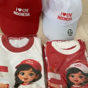 FreeTopi - Setelan Anak Perempuan Polkadot Kemerdekaan HUT RI Merah Putih Usia 2 - 9 Tahun