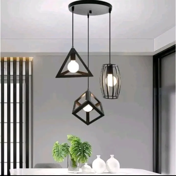 Lampu gantung 3in1 oval+bohlam 3 warna putih 4