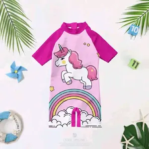 Baju Renang Anak Lucu Karakter Unicorn 1 sampai 12 Tahun Lengan Pendek Warna Pink