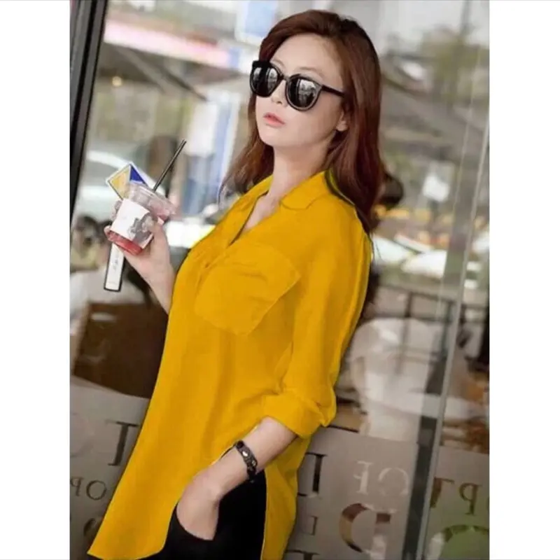 SƠ MI NỮ XẺ EO ĐUÔI TÔM ĐỦ 7 MÀU FORM DÀI ĐỦ SIZE VẢI LỤA MỊM MÁT SIZE M L XL XXL XXXL -A001 3