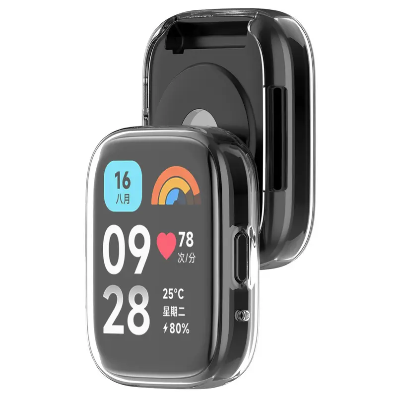 TPU Bumper Case with Film for Redmi Watch 3 ACTIVE / Redmi Watch 3 Lite Screen Protector Cover Khusus Xiaomi Redmi Watch 3 Active Bahan Pelindung Jam Smartwatch Accessories  Hitam 2
