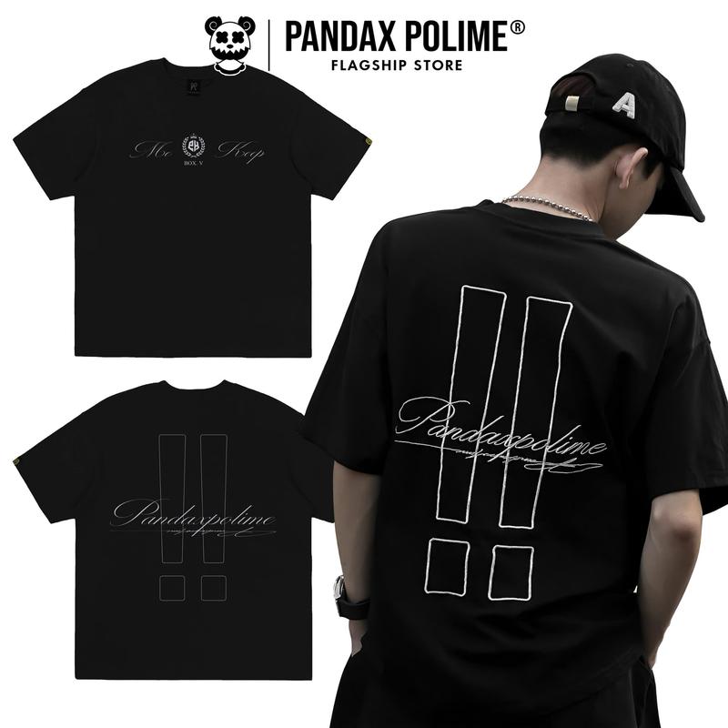 Áo thun big boxy 280gsm thêu tee oversize local brand form rộng bigsize ngắn tay lỡ cotton 2 chiều cặp đôi nam nữ hack dáng pandaxvn polime Menswear Cổ Tròn