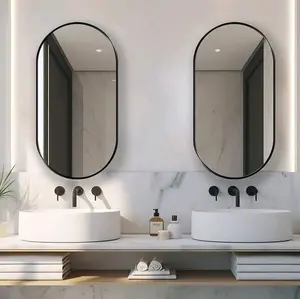 Cermin Kamar Mandi Oval Kapsul 50 x 90 cm - Hitam