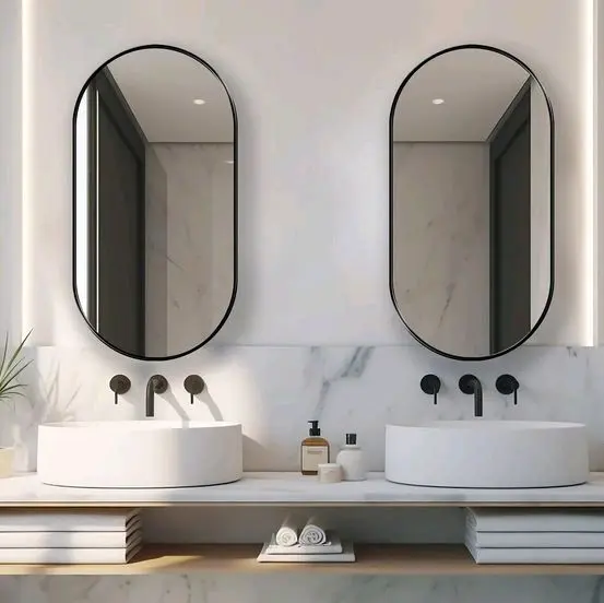 Cermin Kamar Mandi Oval Kapsul 50 x 90 cm - Hitam