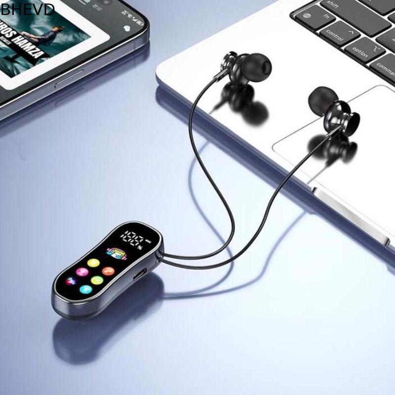BHEVD Tai nghe nhét tai Thời lượng pin siêu dài Tai nghe Bluetooth Lavalier Màn…