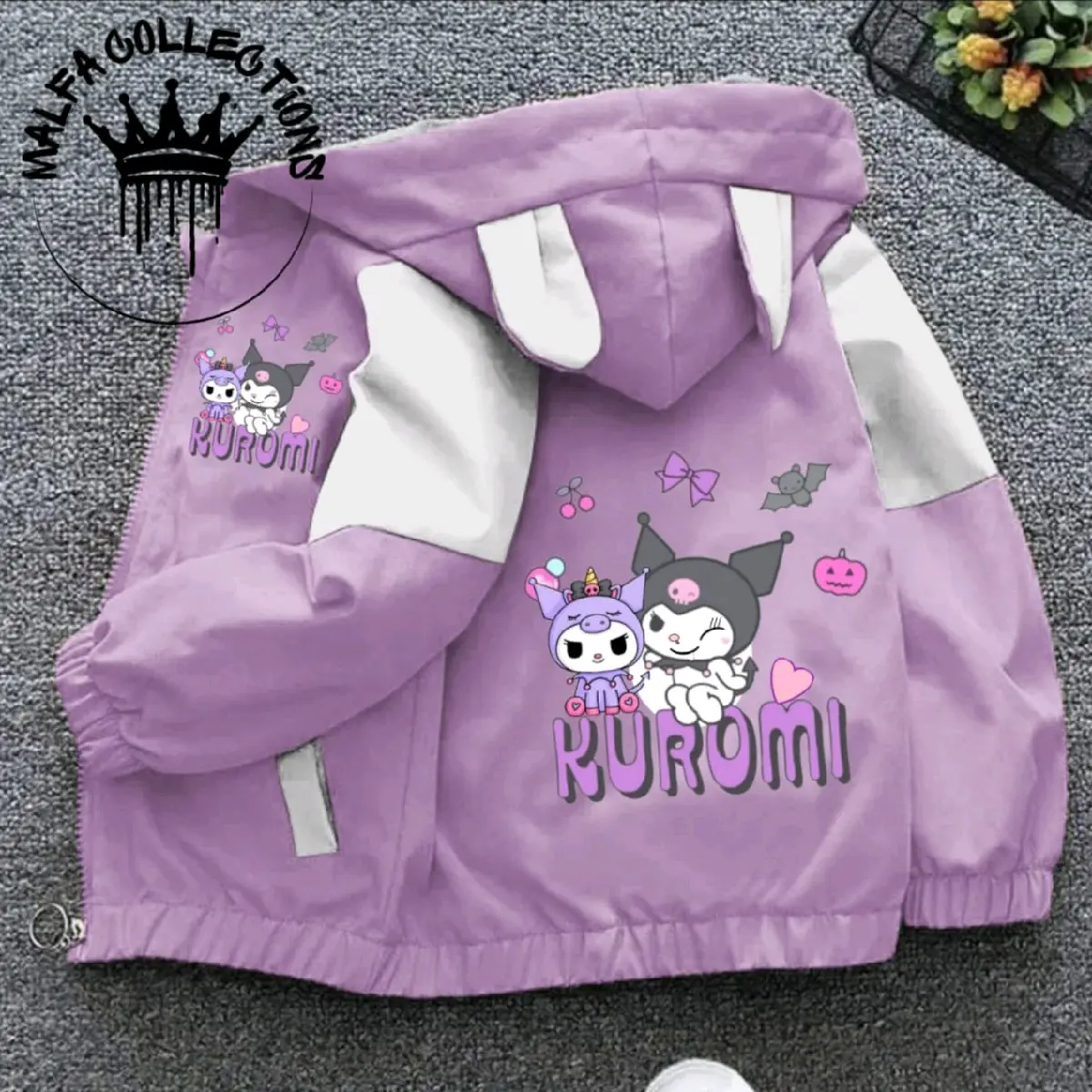 jaket anak laki" / perempuan waterproof dengan motip gambar kuromi dengan kualitas premium& nyaman dipakai , model kekinian anak " pasti syuka