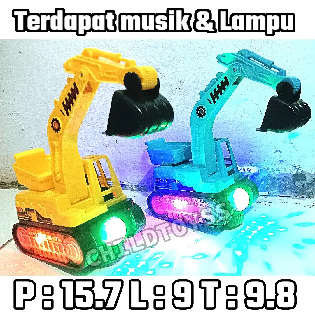 BONUS BATRAI Mainan Beko Excavator Truk Konstruksi Bump And Go Lampu Dan Musik Toys Control gede mobil rc