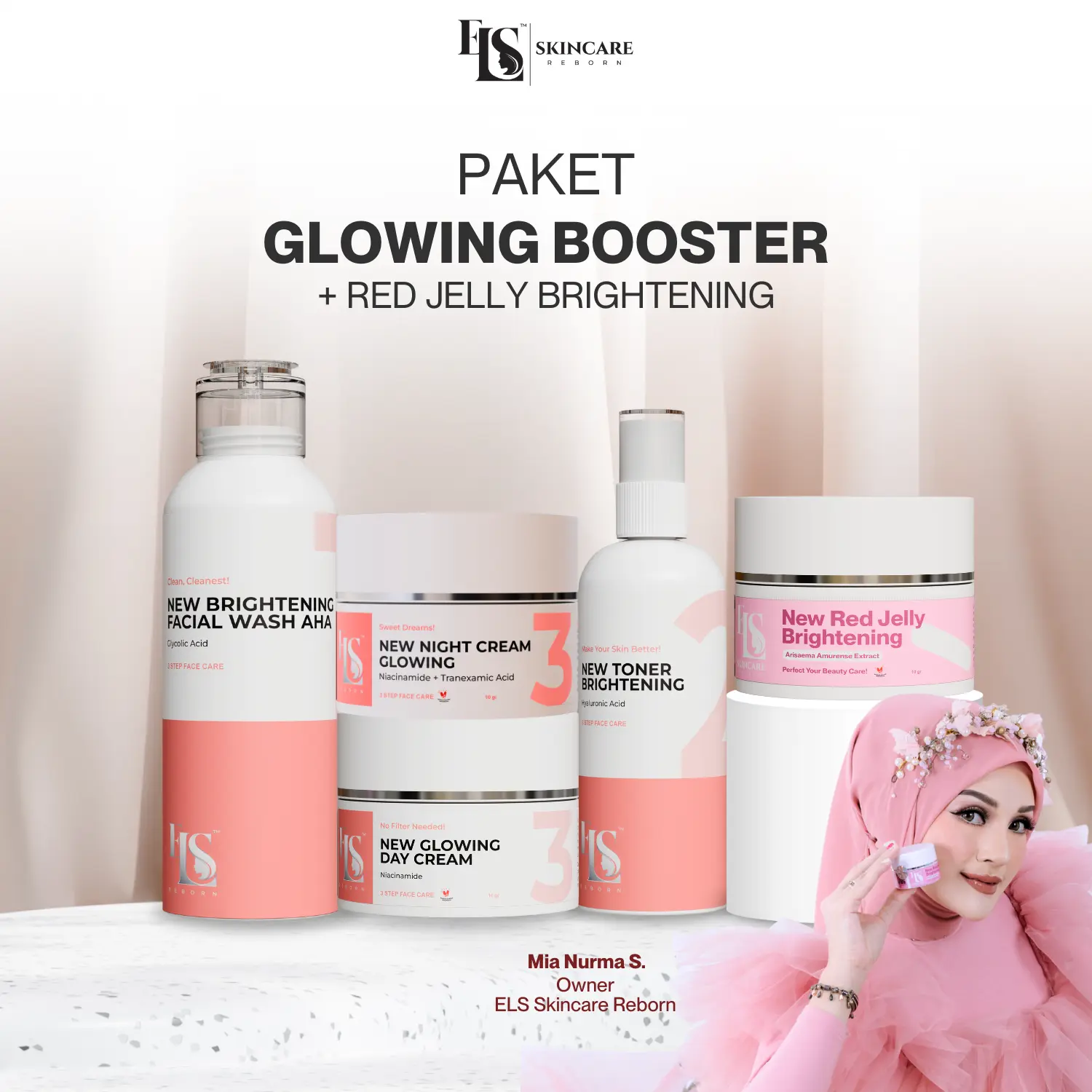 PAKET BUNDLING SET GLOWING BOOSTER + RED JELLY BRIGHTENING LS SKINCARE (ELTM)
