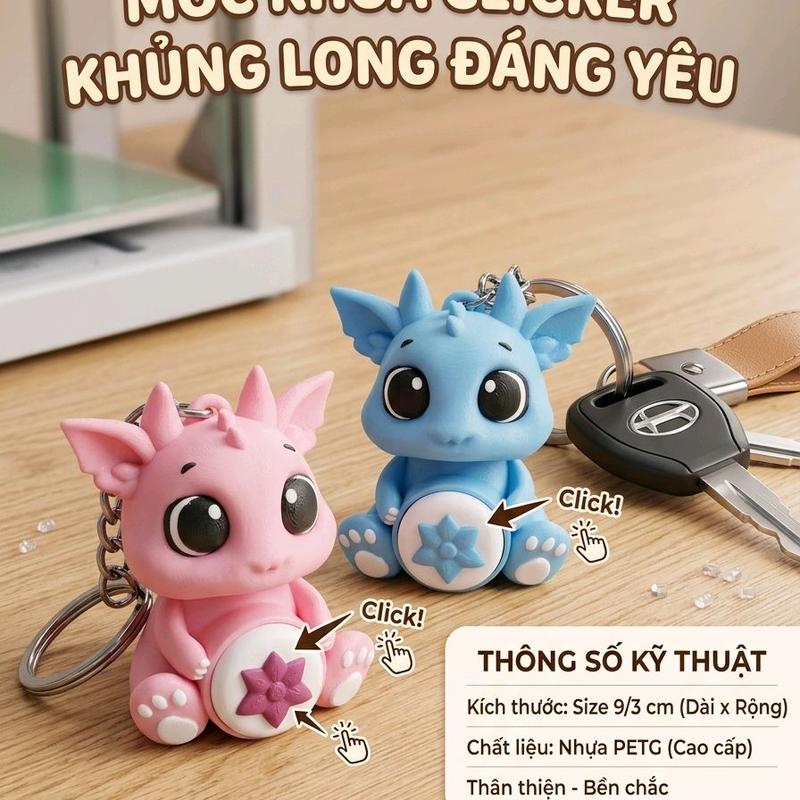 Móc Khóa Clicker Khủng Long Đáng Yêu