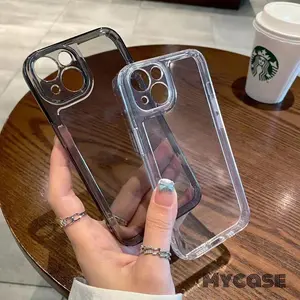 Clear Case For IPhone 11 Pro Max 7 7+ Plus 8 Plus 8+ X XR XS Max 12 13 14 15 16 Pro Max 14 15 Plus Anti Yellow Silikon Transparan Shockproof Kuning Softcase Space Tpu 2mm Anti Crack Case