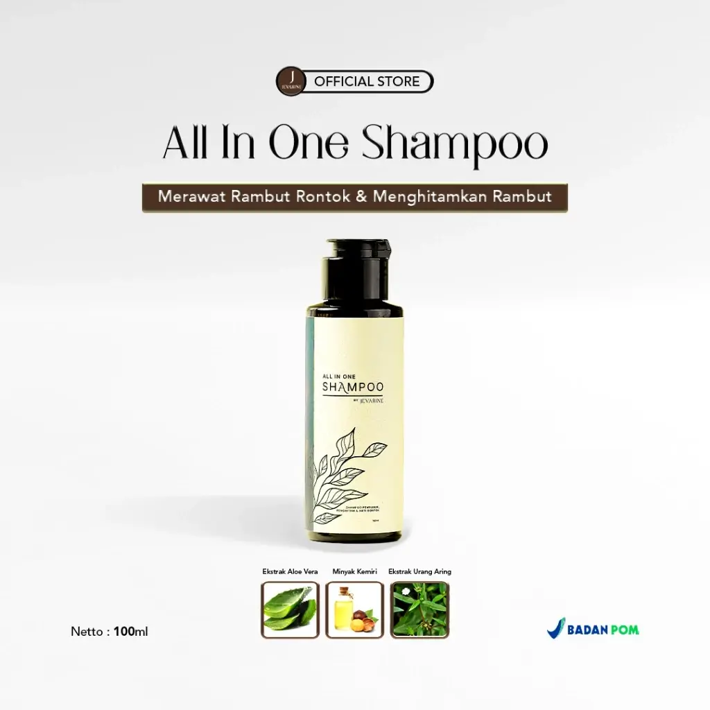 Travel Size 100ml Jevarine All In One Shampoo - Penyubur , Penghitam dan Anti Rontok