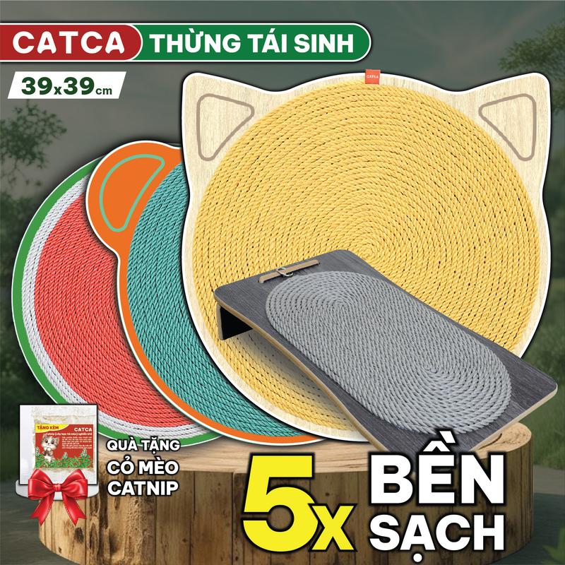 CATCA Bàn Cào Móng Mèo Thừng Tái Sinh CATCA Đế Gỗ Nguyên Tấm Không Rơi Vụn Dành Cho Mèo Mọi Lứa Tuổi Made in Viet Nam Chất Lượng Cao Tiết Kiệm Thời Gian Sử Dụng Lâu Dài