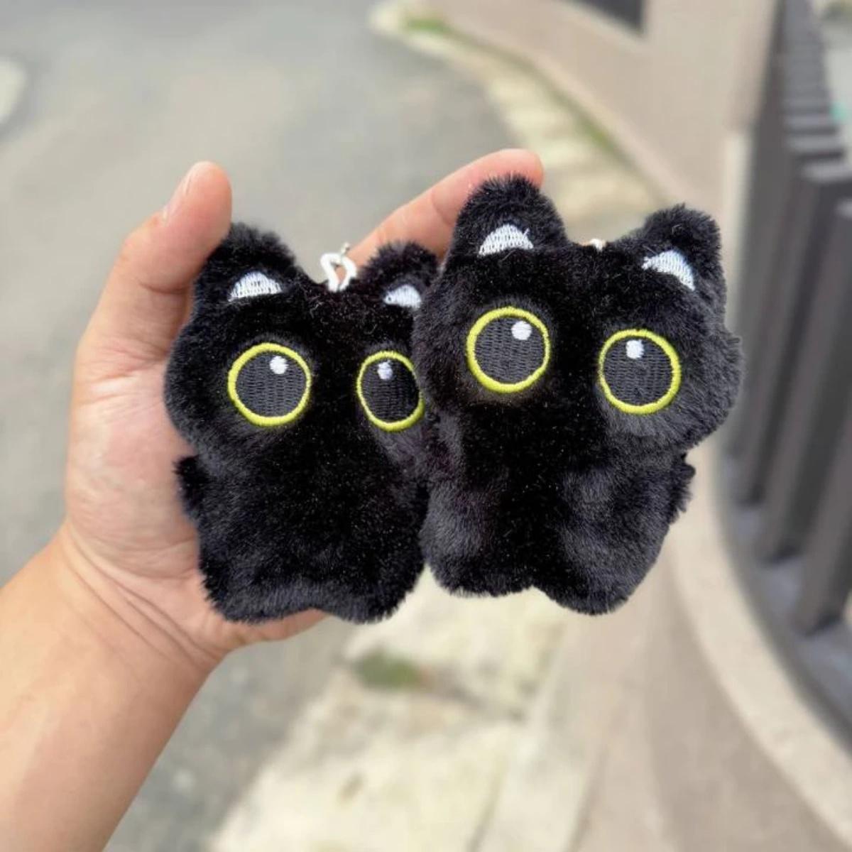 Gantungan Kunci Kucing Hitam Bunyi Jay Enhypen 1Buah Bahan Mewah dengan Lonceng Syal, Warna Asli/Bel Kuning/Syal Merah/Syal Hitam, Boneka Lembut Aksesoris Tas Ransel Hadiah Anak Perempuan Remaja