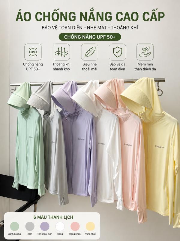 ÁO CHỐNG NẮNG NỮ CHẤT LIỆU THUN LẠNH UPF50+, SIÊU NHẸ,CÓ LƯỚI TẢN NHIỆT, CHE KÍN TOÀN DIỆN