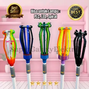 (TONGKAT PVC 2M) Alat Pengganti Lampu PVC Panjang / Tongkat Lampu (Satu Set)