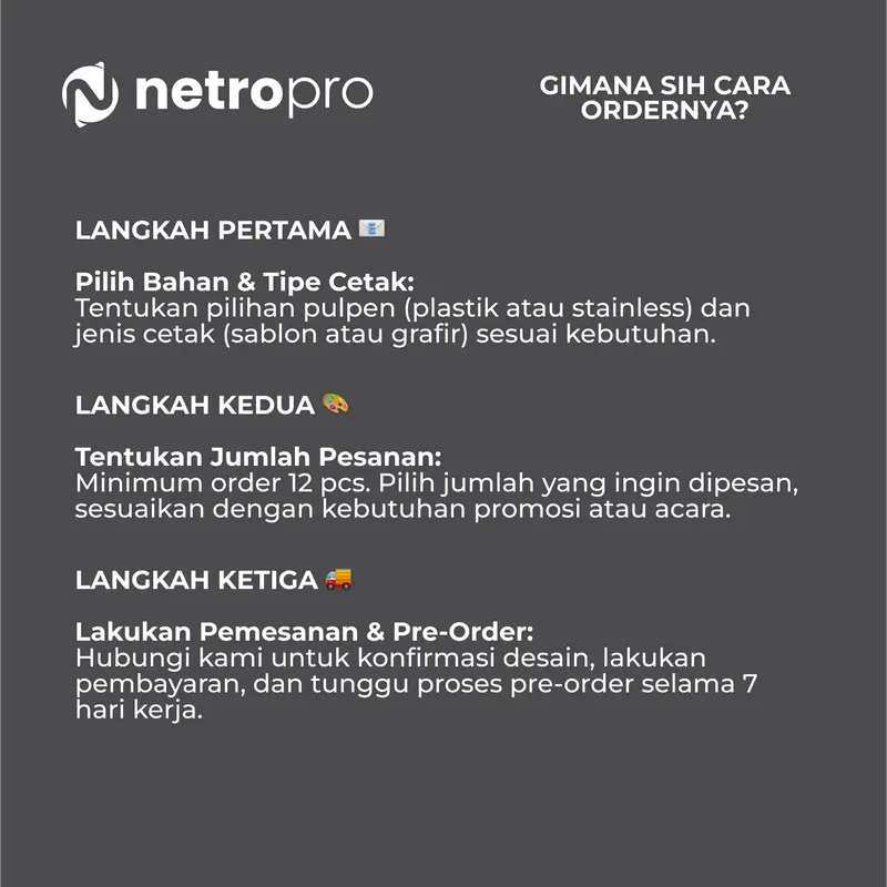 Pulpen Custom Plastik & Stainless | Sablon & Grafir | Netro Productions 3