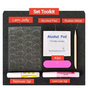 6in1 Set Toolkit Nail Lem Kuku Palsu Nail Press On Bersihkan Spons