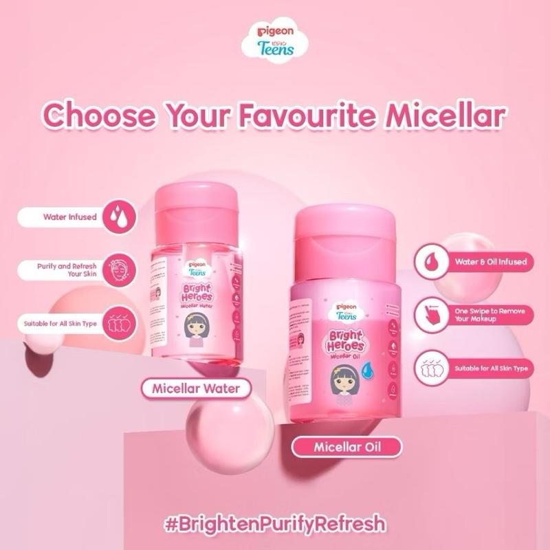 (Micellar Water) PIGEON TEENS BRIGHT HEROES MICELLAR WATER 100 ML micellar water pembersih make up remover pigeon Pigeon teens teen teenage remaja cleansing make up 100ml 100 ml pigeon teens brighten purify and refresh Cleansing 4