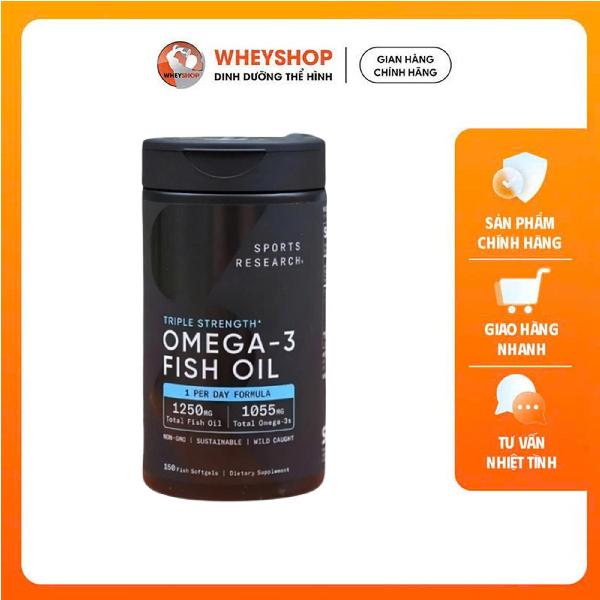 Viên uống bổ sung dầu cá Sports Research - SR Triple Strength Omega-3 Fish Oil 150 viên - WHEYSHOP VN