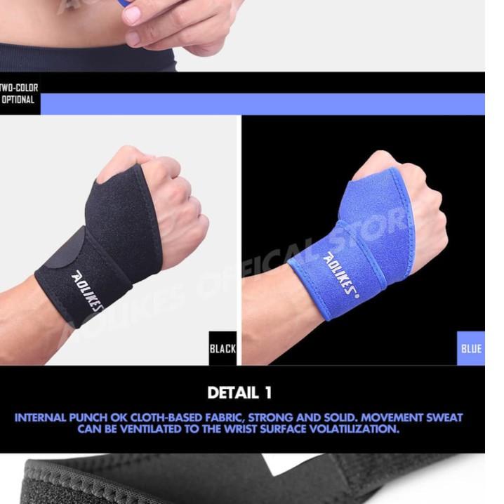 AOLIKES 1PCS Gym Wrist Bands Sports Wrist Support Straps hand Wrap Ori - Hitam Biru Wristband 0