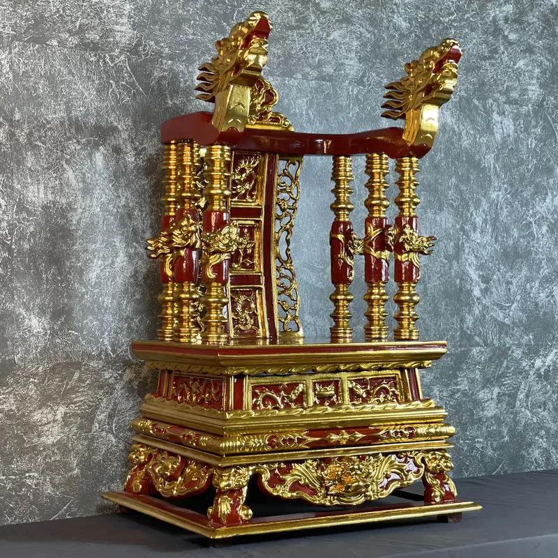 Ngai cột rồng song long bàn thờ sơn son thếp vàng cao 71,85,97cm 1