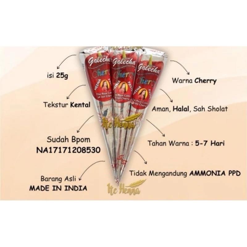 Golecha Cherry Henna tato tangan Halal 1pcs - Golecha henna kuku Hena Nail Art Pewarna 4