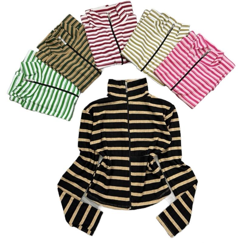 (PHOM ÔM) Áo Khoác Cổ Lọ Sọc Túi Ngoài Chất Thun Tăm, Tay Xỏ Ngón Mã CỔ LỌ SỌC, Phom ôm thích thoải mái tăng size