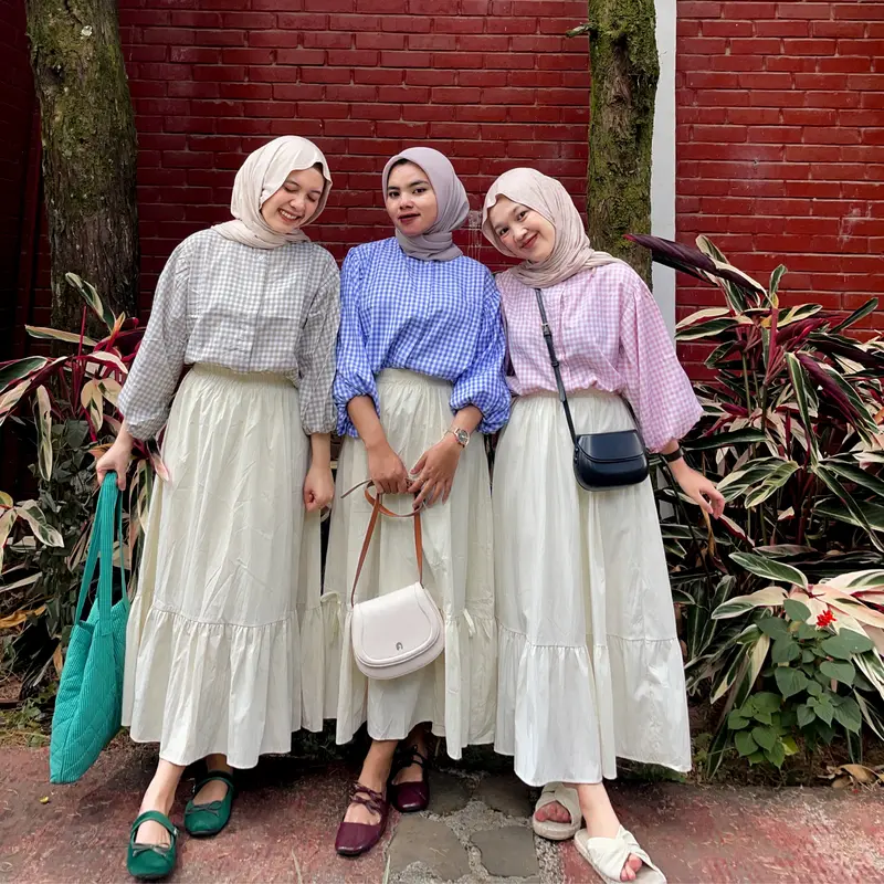 Tresa Blouse Atasan Wanita Katun Kotak Lengan Balon Oversize Busui by Kamalin 7