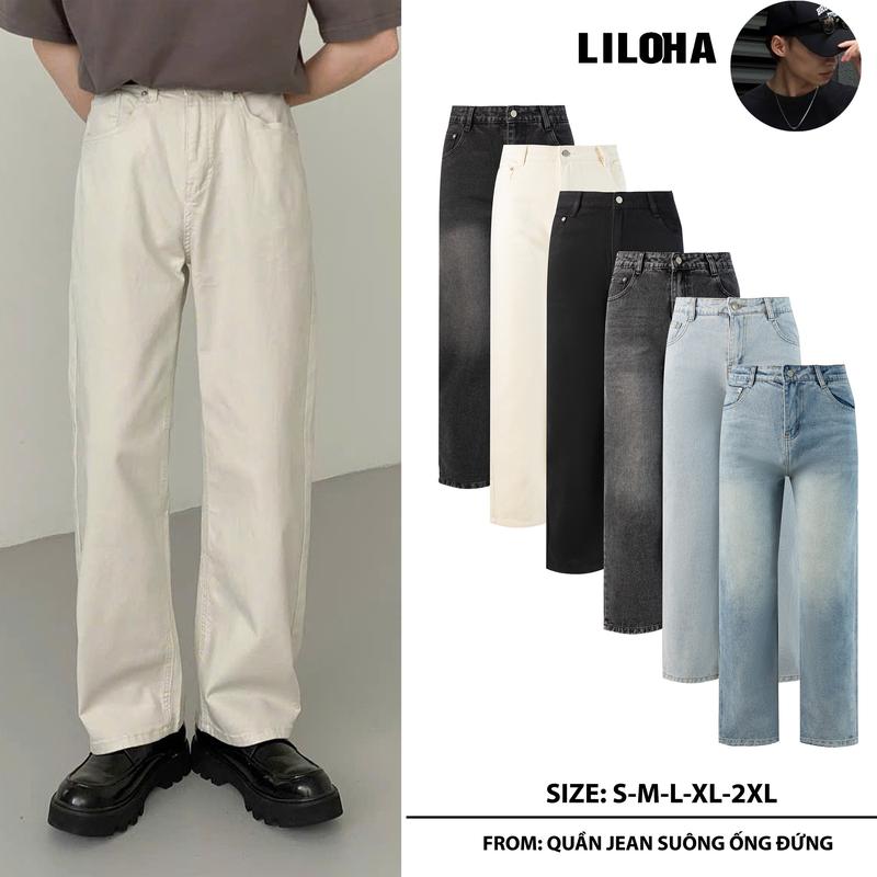 [ LILOHA x SIZE L REVIEW ]  QUẦN Jeans Nam Ống ĐỨNG LILOHA Wash Nhiều màu phong cách Retro Menswear Có Túi sau tôn dáng, Quần Jeans Mã 02