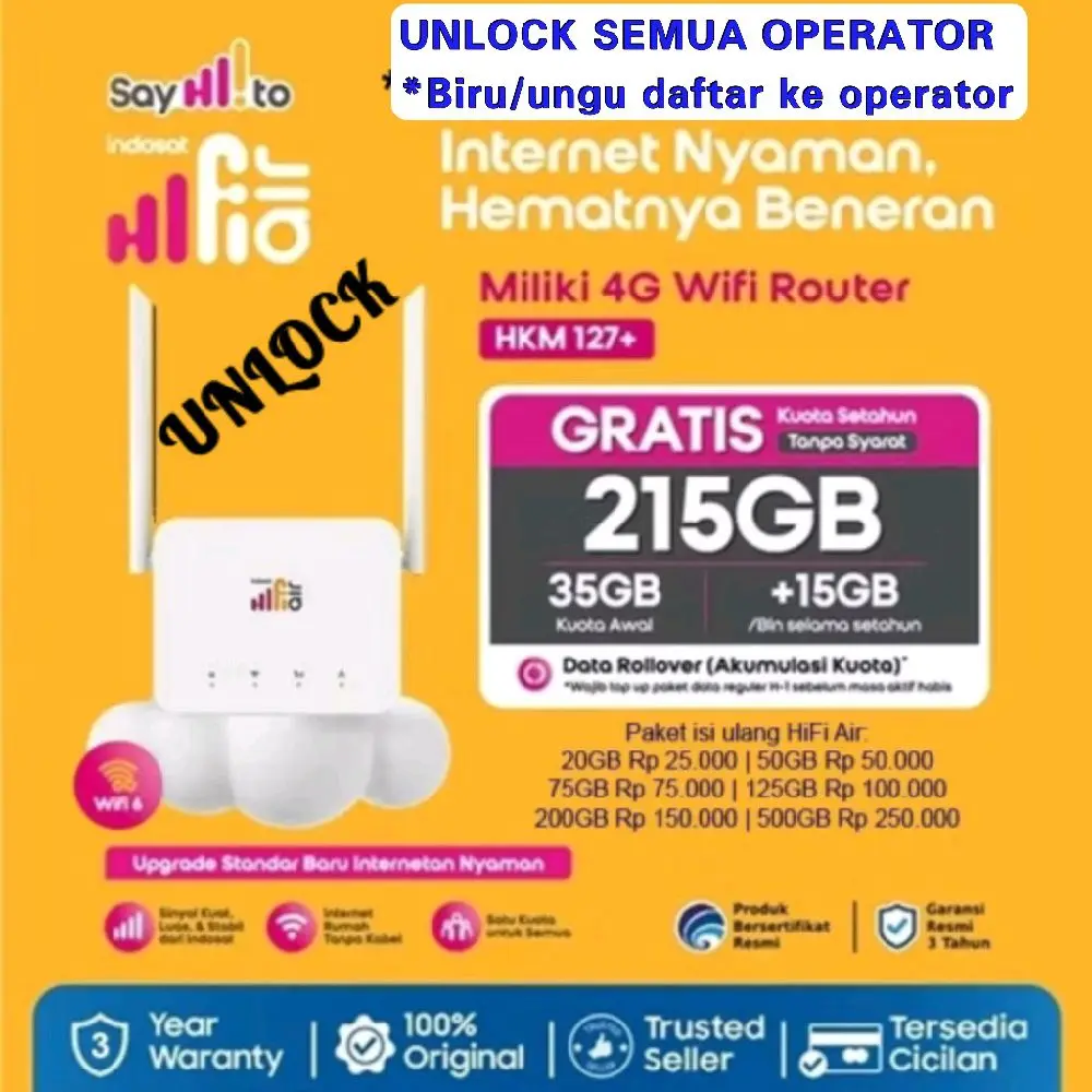 Hifi Air HKM 0127+ Modem Wifi Router Unlock 4G LTE Bergaransi Resmi (Aktif tinggal pakai)