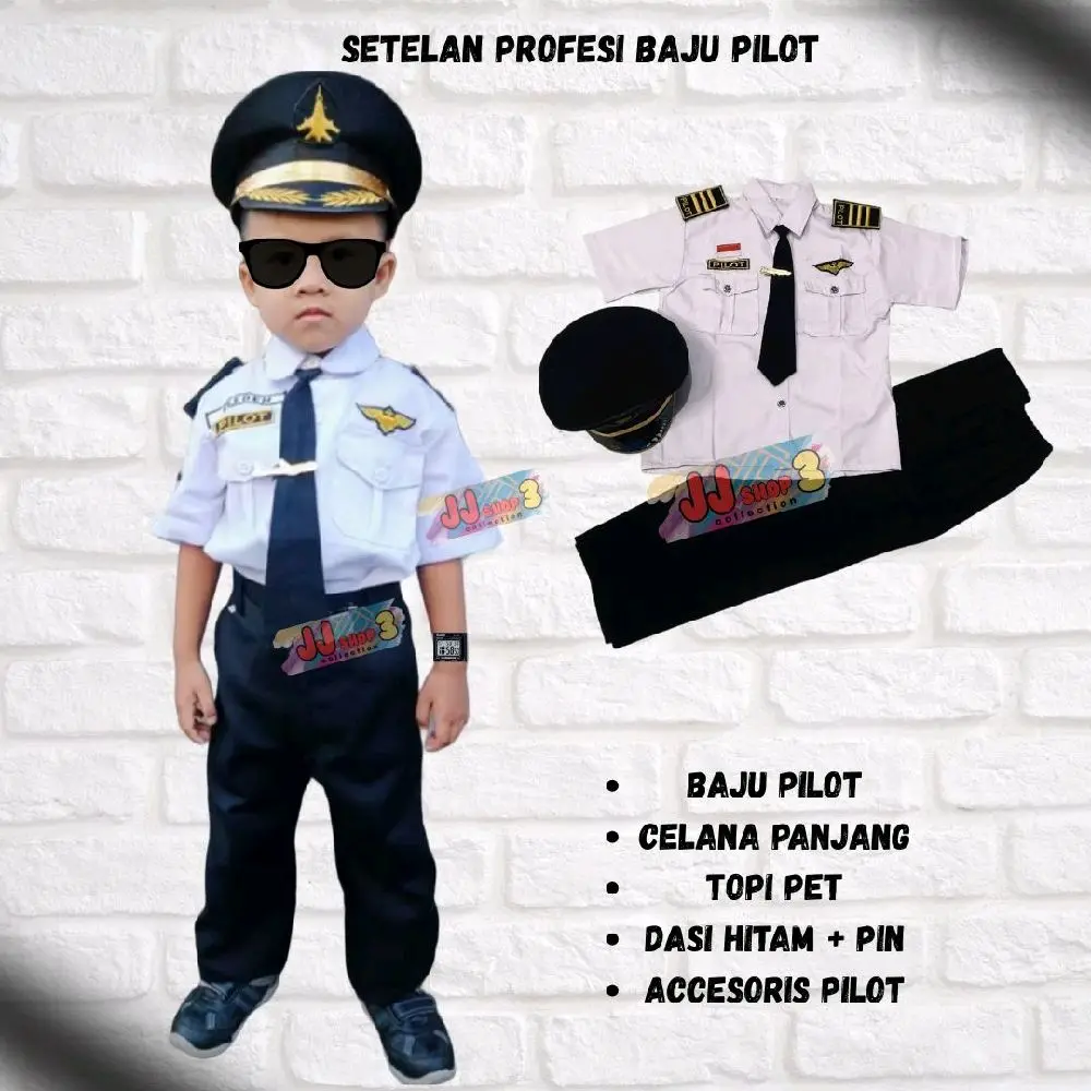 BAJU PROFESI PILOT KARNAVAL ANAK LAKI LAKI BAJU PILOT ANAK