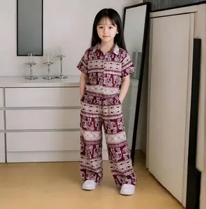 ONESET KEMEJA DAN CELANA PANJANG ANAK PEREMPUAN PIYAMA ANAK MOTIF GAJAH LUCU SETELAN KEMEJA ANAK KEKINIAN