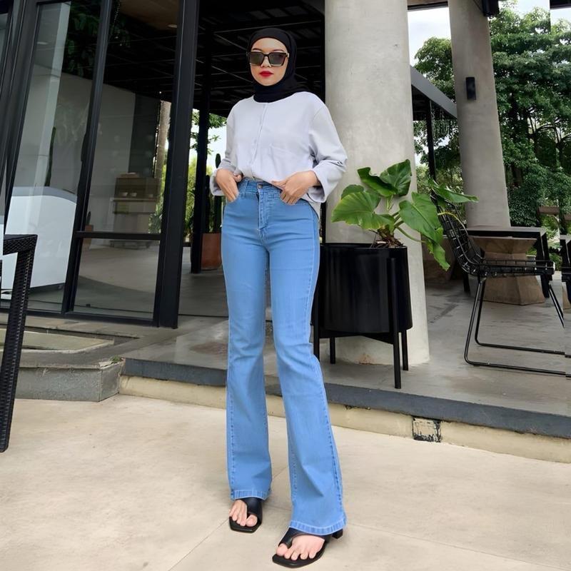 Celana Panjang Highwaist Cutbay Jeans Wanita Slimfit - Hitam, Cutbray, Nyaman