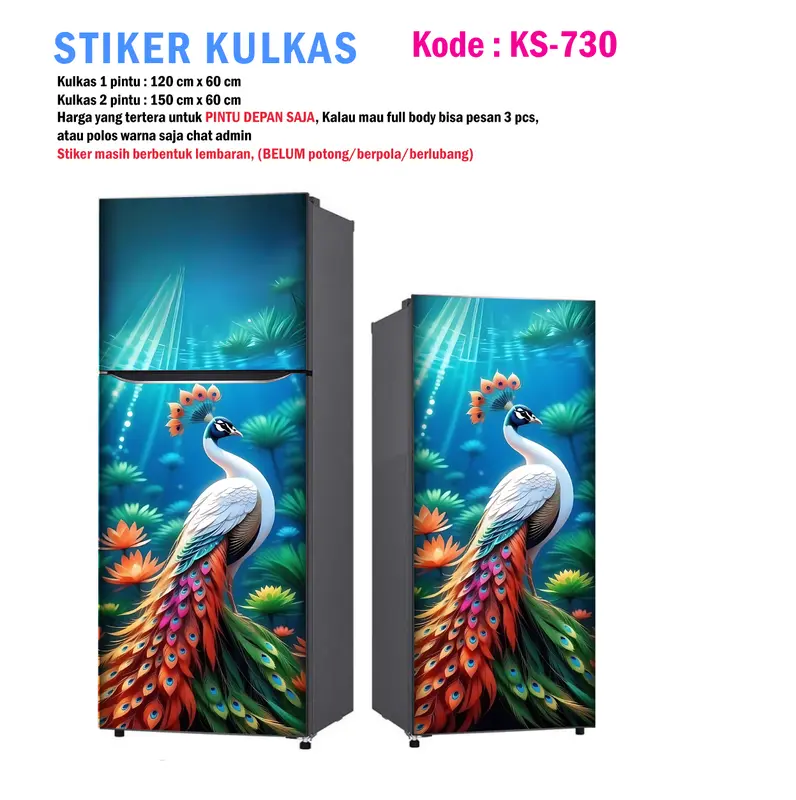 Stiker Kulkas 1 Pintu dan Sticker Kulkas 2 pintu Burung Merak 2