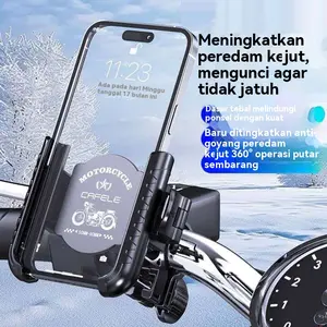 Promo! Holder Motor Anti Getaran & Anti Maling. Material Aluminium ABS Kuat. Pengunci Ganda 360 Derajat. Bisa Diputar Sesuai Kebutuhan. Pasang Mudah di Spion. HP Aman & Stabil!